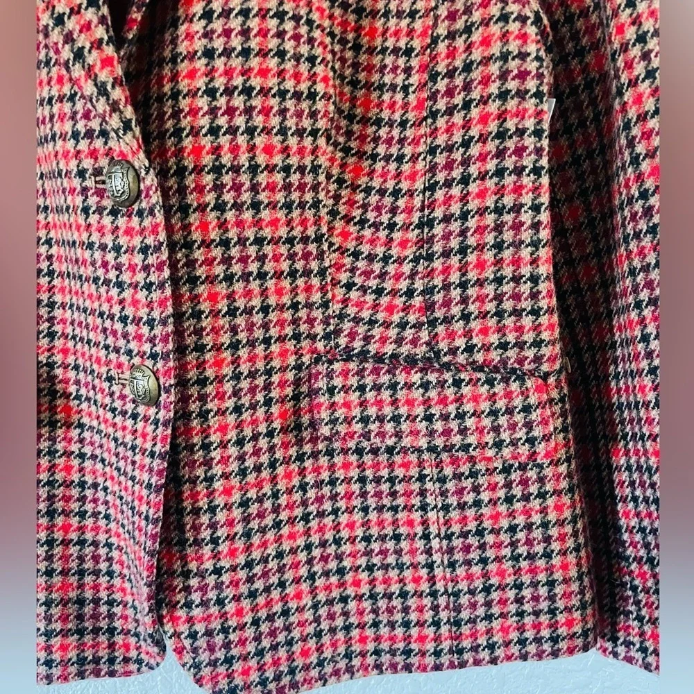 Talbots Petite Herringbone Plaid Velvet Collar Blazer - Picture 6 of 15